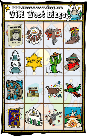 Wild West Bingo - Free Printable Western Bingo Cards (290x454)