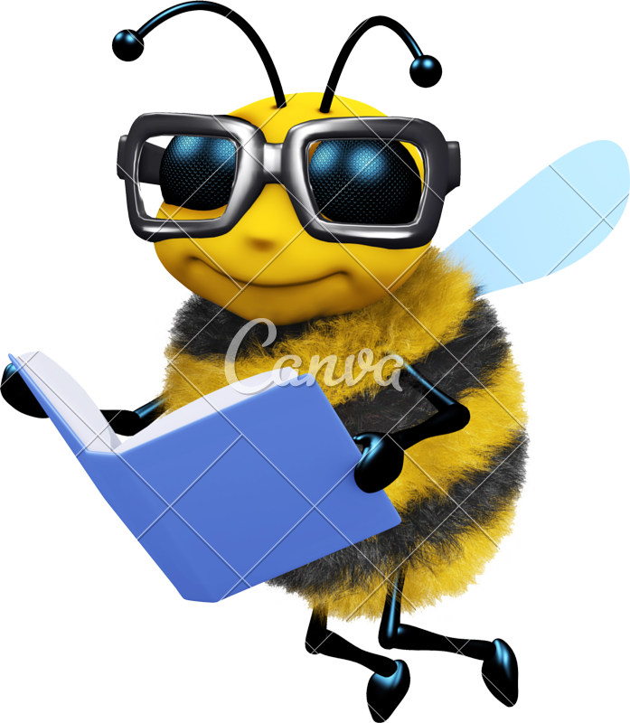3d Bee With Book - Bee (697x800)