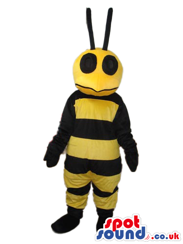 Bee Mascot With Big Round Black Antennae And Eyes - Mascot (600x600)