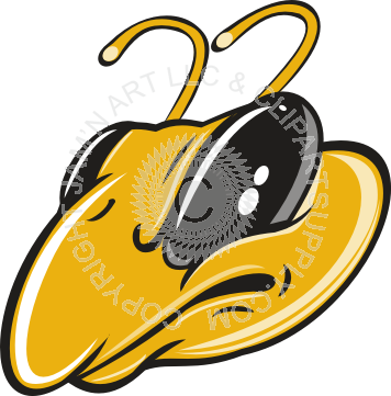 Bee Head With Big Eyes - Cartoon Bee Head (356x361)