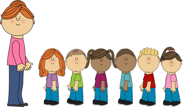 Students In Line With Teacher Clip Art Students In - Clip Art (600x351)