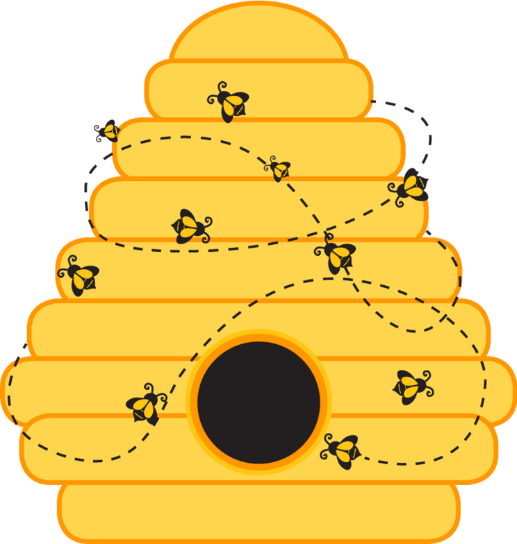 Template Of A Bumble Bee - Clipart Bee Hive (744x784)