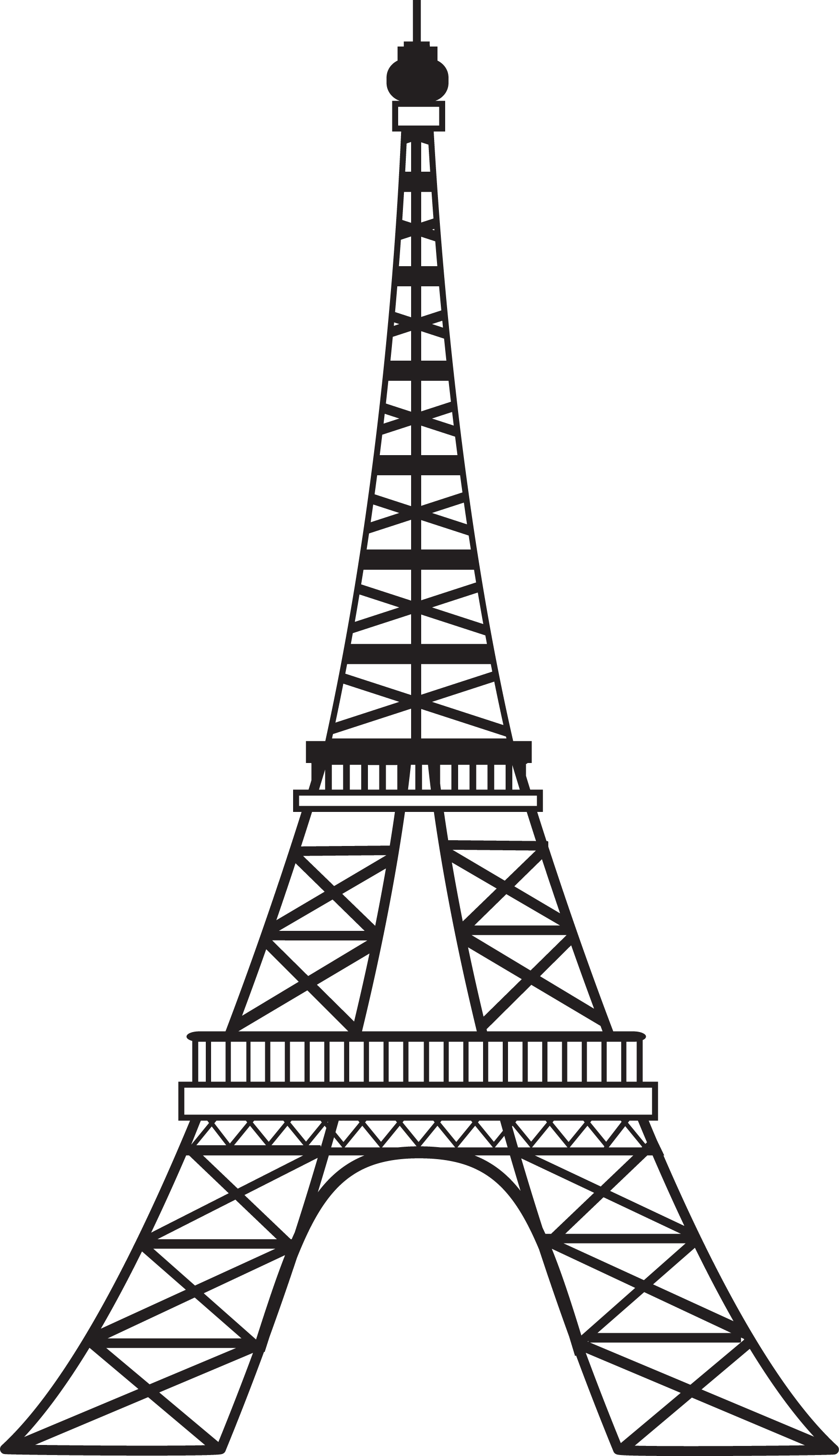 Eiffel Tower Drawing Free Clip Art On - Eiffel Tower Line Drawing (1749x3036)