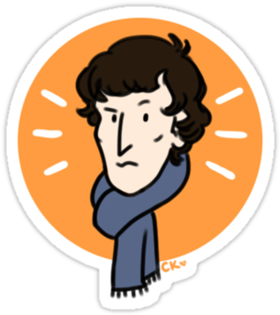 “spotlight On Sherlock” Stickers By Cristina K - Cartoon (375x360)