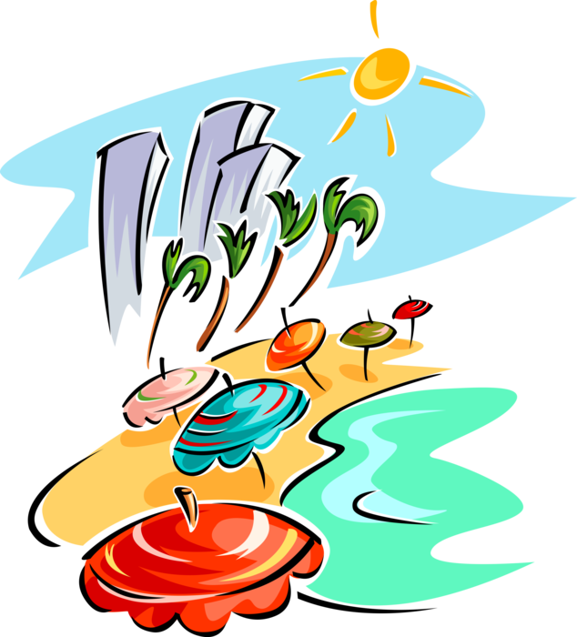 Vector Illustration Of South Beach Miami With Condo - Vector Illustration Of South Beach Miami With Condo (634x700)