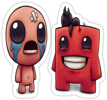 Isaac And Super Meat Boy By Franker - Cartoon (375x360)