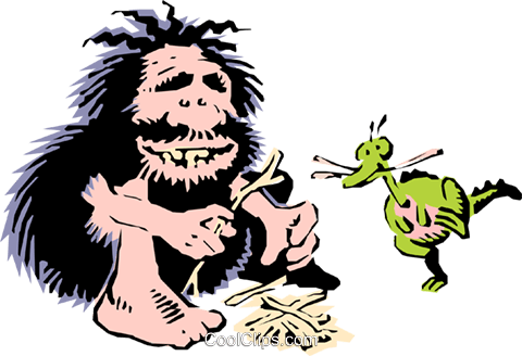 Caveman Preparing Fire Royalty Free Vector Clip Art - Homme De Cro Magnon Gif (480x328)