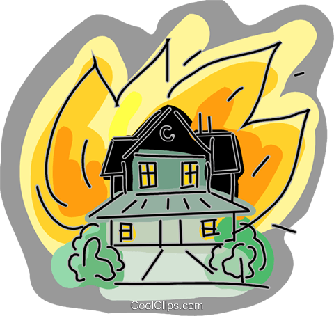 House On Fire Royalty Free Vector Clip Art Illustration - Clip Art (480x454)