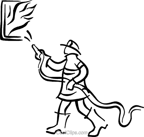 Firefighter Fighting A Fire - Brandmand (480x455)