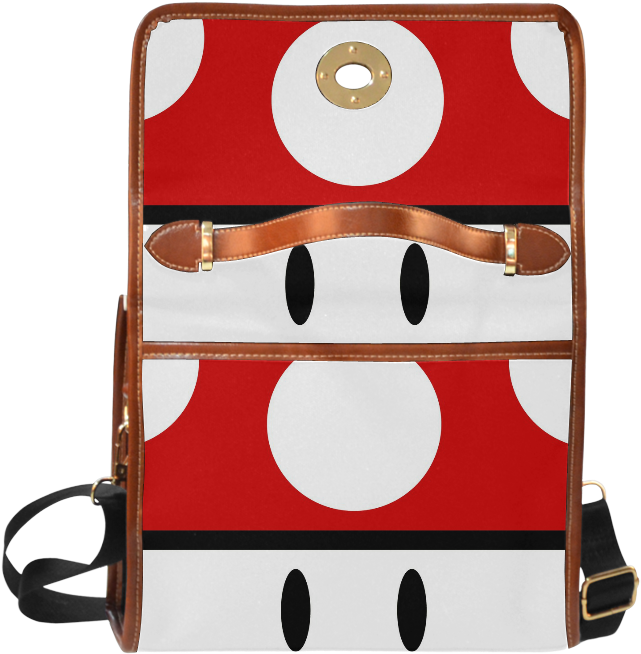 Mario Growth Mushroom Print Waterproof Briefcase Canvas - Handbag (1000x1000)