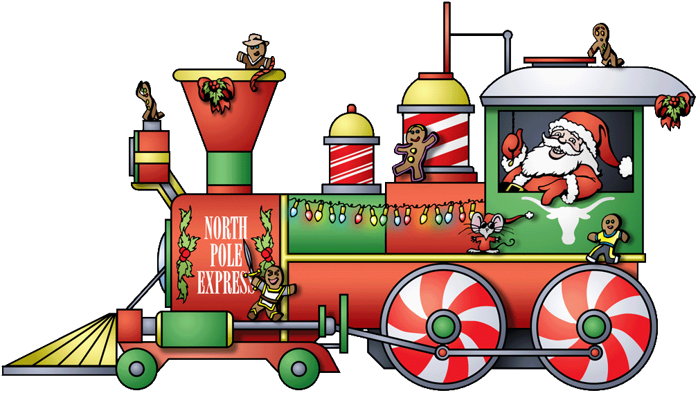 Locomotive Clipart Christmas Train - Christmas Train Cartoon (1008x568)
