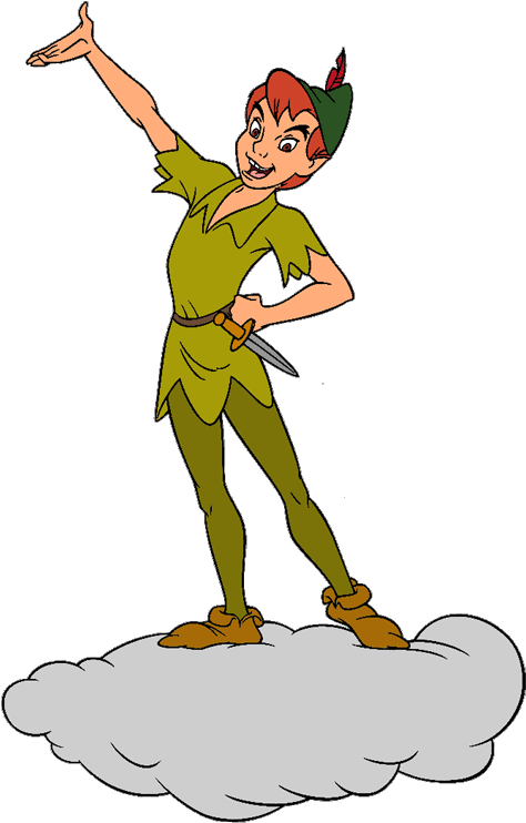 Tinkerbell Peter Pan Clip Art - Peter Pan On A Cloud (500x754)