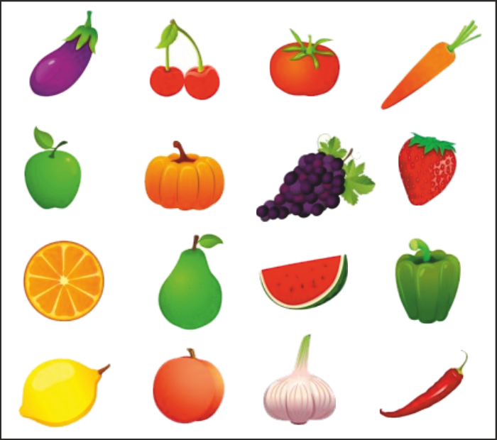 Vegetables And Fruits Drawing Pictures - Fruit And Vegetables With Seeds (700x620)