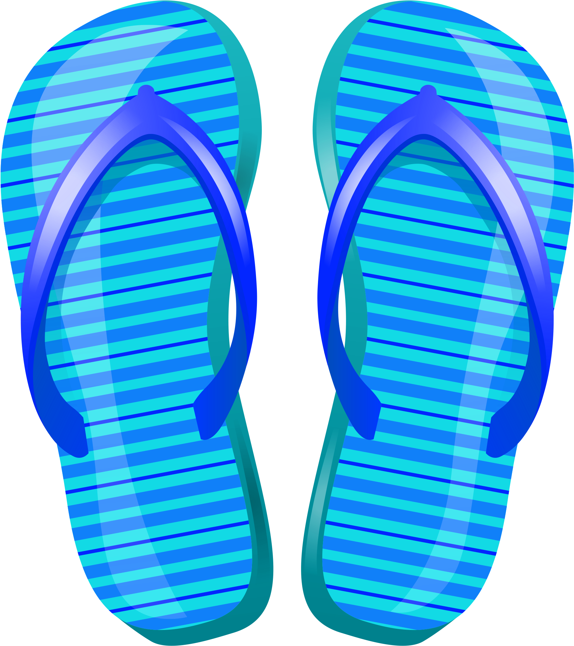 Blue Beach Flip Flops Vector Clipart - Slipper Clipart (2079x2312)