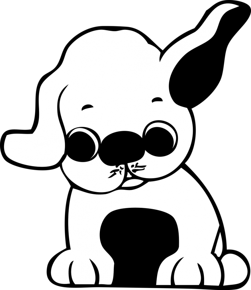 Este, Que Es Un Perro Que Mira Con Atención Algo Pero - Puppy Vector Black And White (830x960)