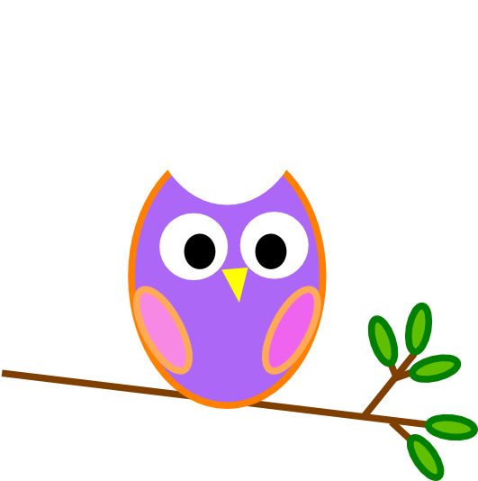 Pinkish Purple - Mod Owl Clip Art (600x533)