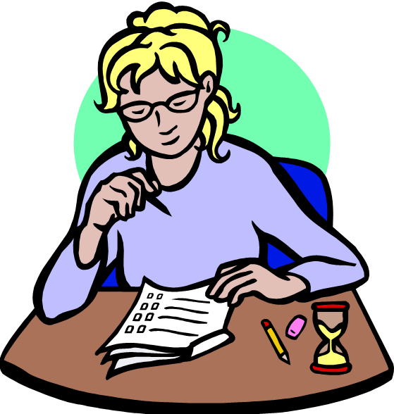 Exam Writing Clip Art - Taking A Test Png (559x588)