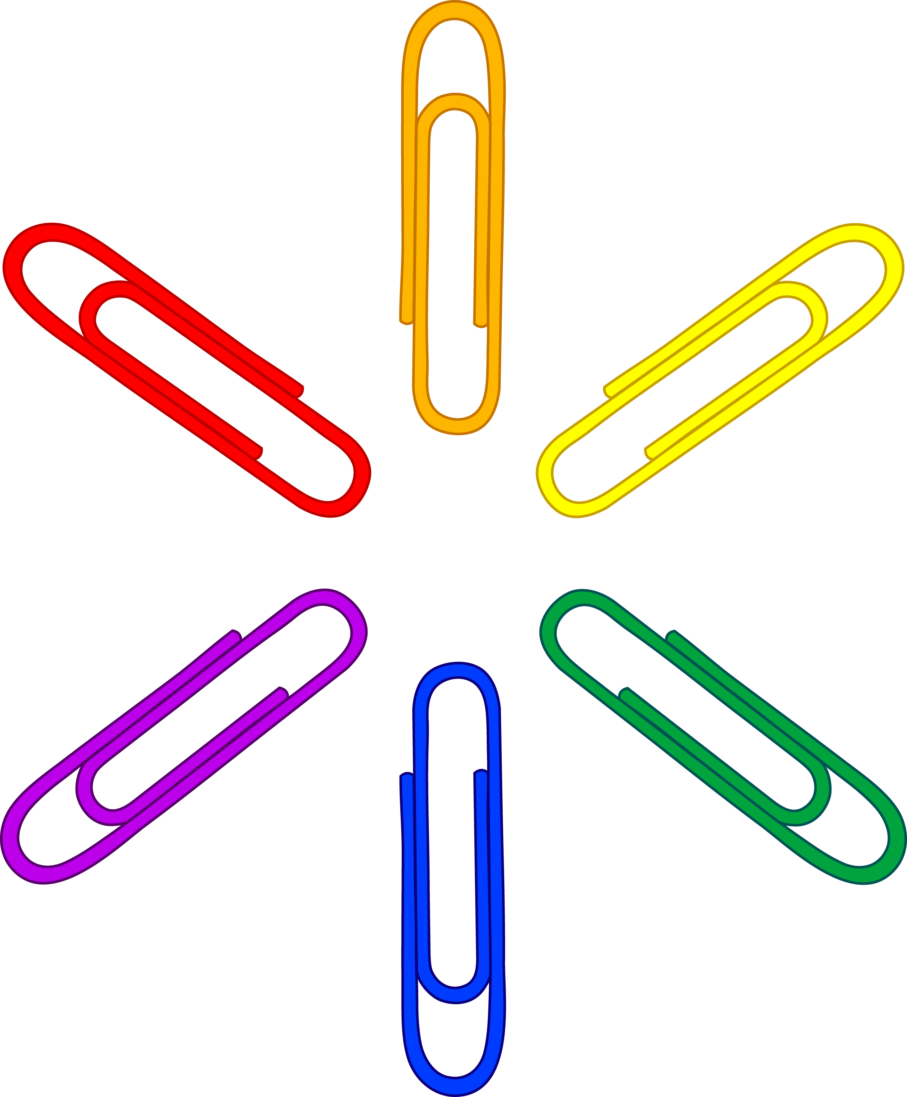 Paper Clipart - Colorful Paper Clips Png (3721x4500)
