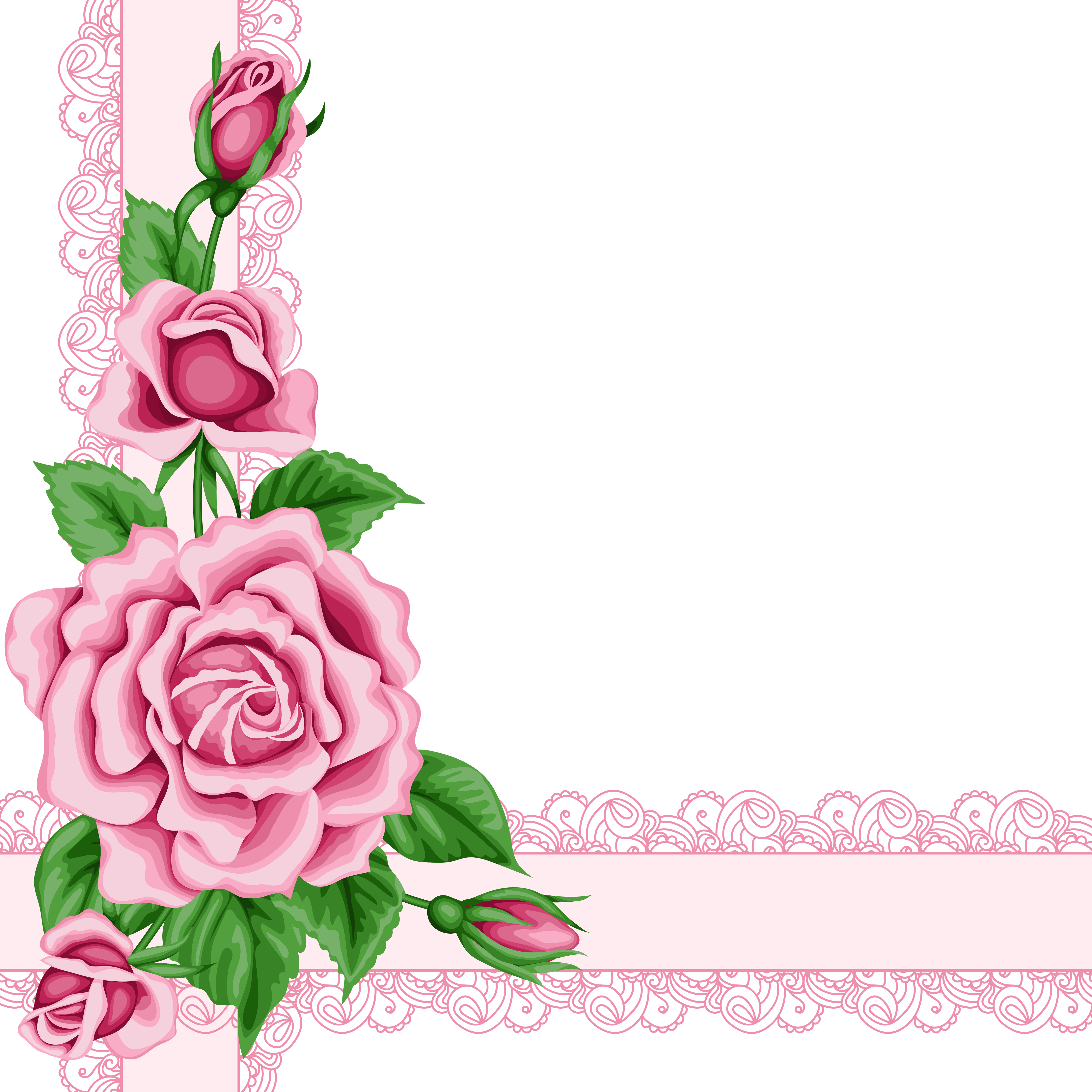 Flower Rose Clip Art - Roses Flowers Border Clip Art (5500x5500)