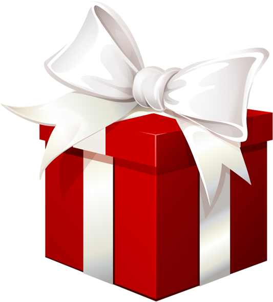 Red Gift Box With White Bow Transparent Png Image - Red Gift Box Png (546x600)
