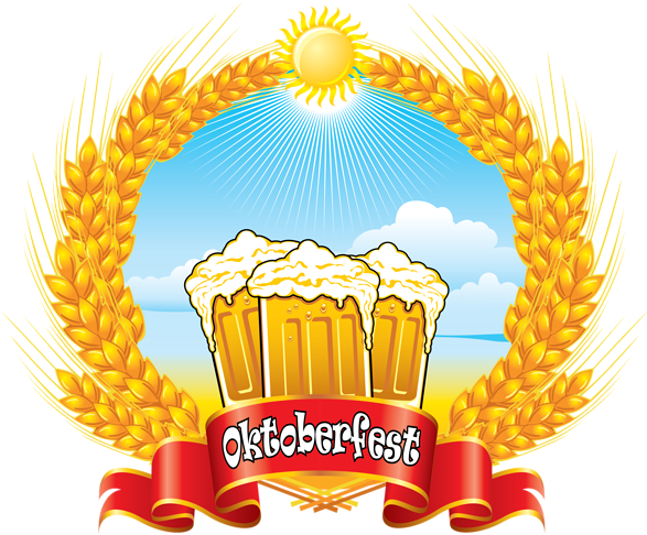 Oktoberfest Red Banner With Beer Mugs And Wheat Png - Vector Graphics (850x714)