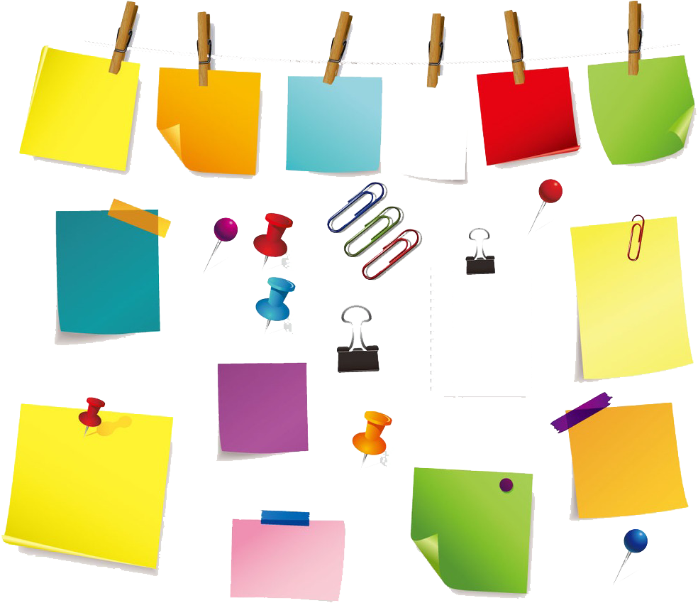 Post-it Note Paper Clip Adhesive Tape - 付箋 イラスト 素材 (1000x946)