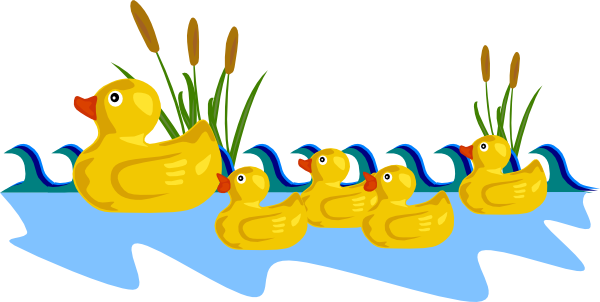 Left Ducks - Duck Family Clip Art (600x302)