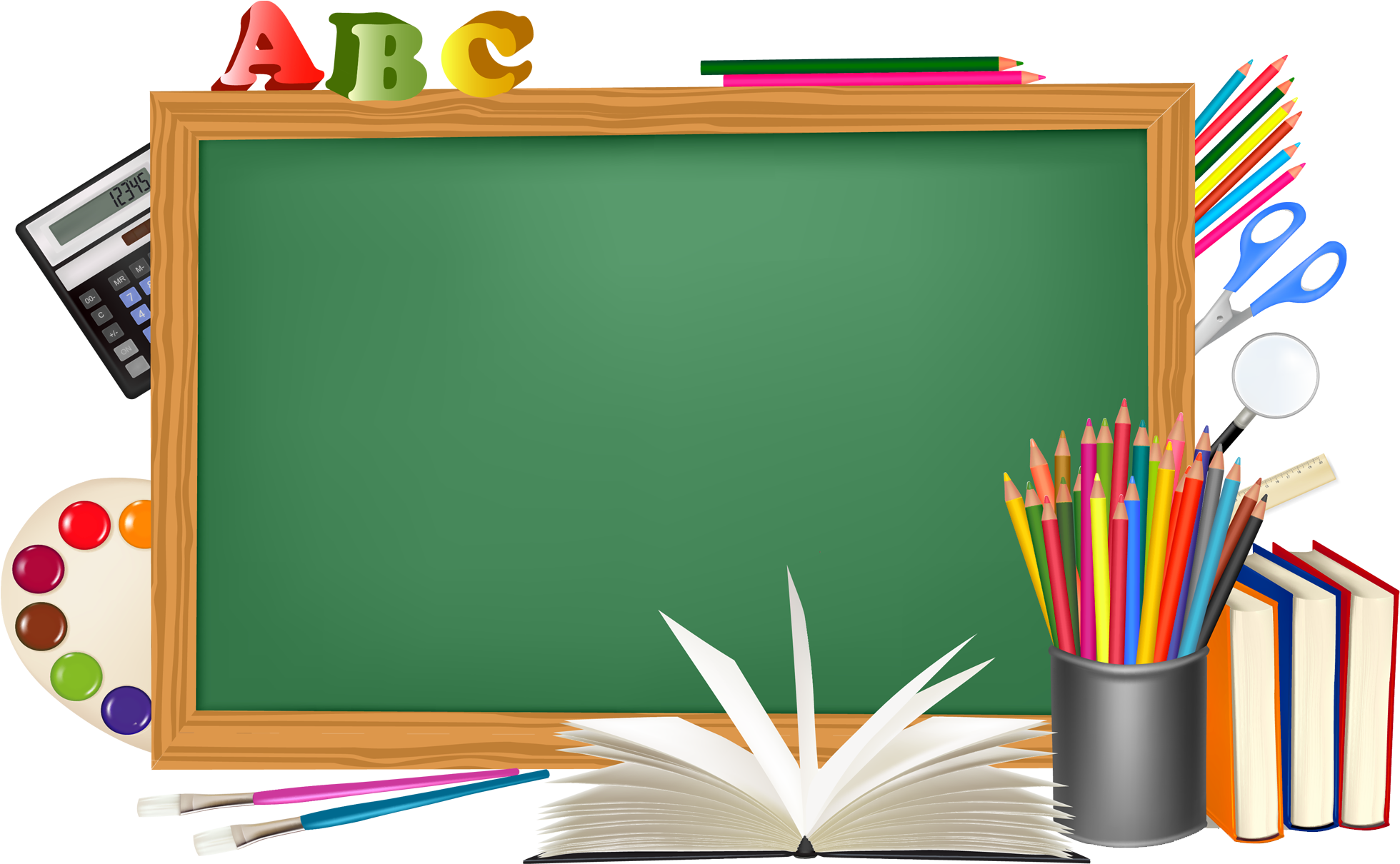 Green School Board And Decors Png Picture - School Png (2082x1426)