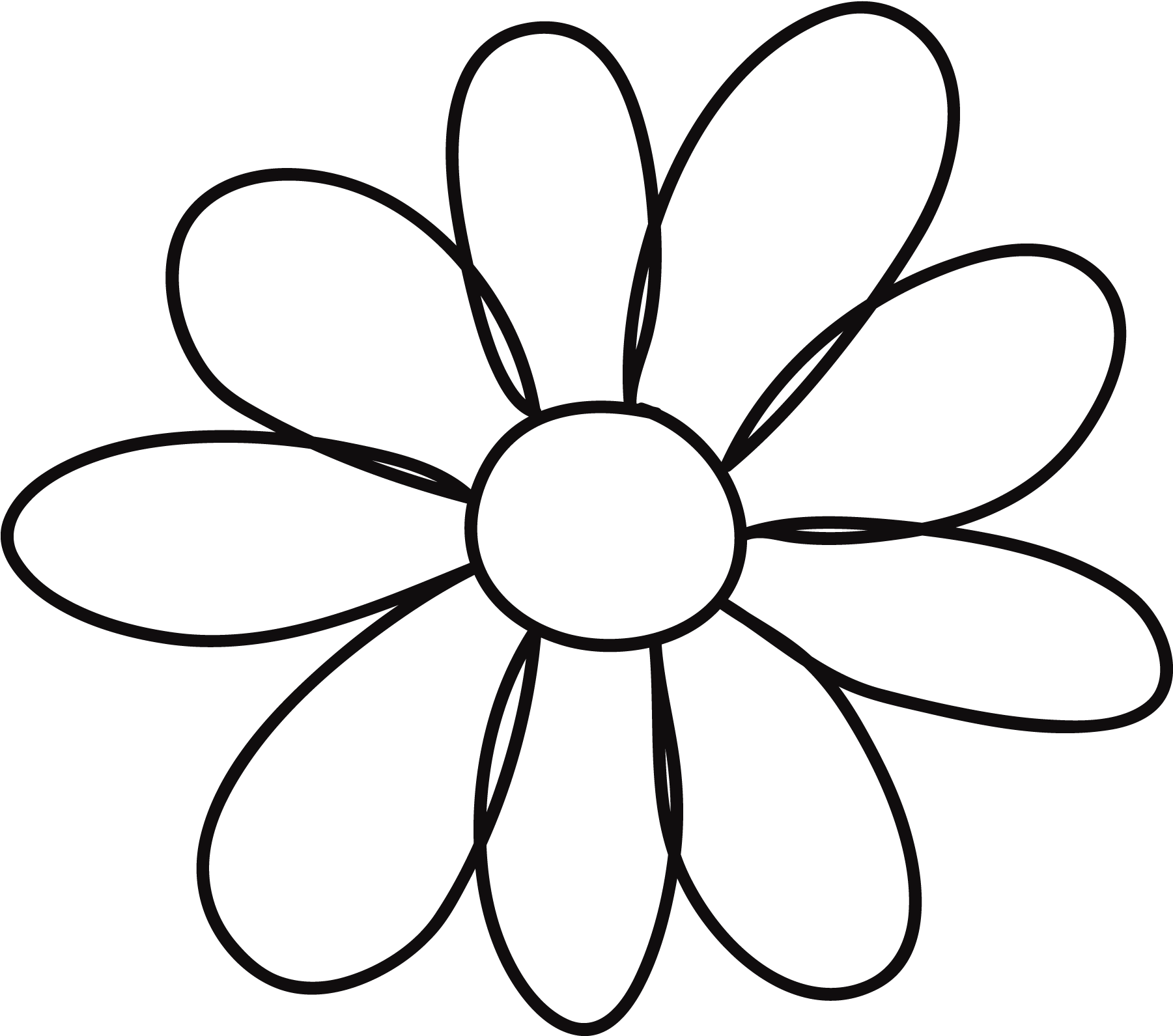 Flower Petal Stencil - Flower With 9 Petals (1800x1618)