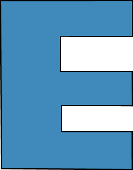 Blue Alphabet Letter E Clip Art - Capital Letter E Clipart (431x550)
