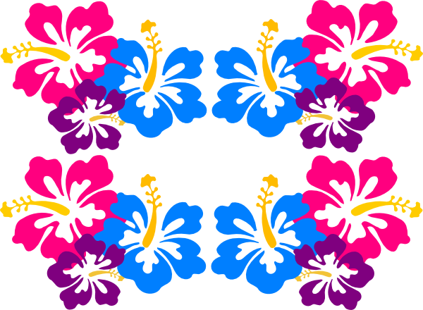Free Luau Clip Art Clipart - Hawaiian Flowers Border Clip Art (600x440)