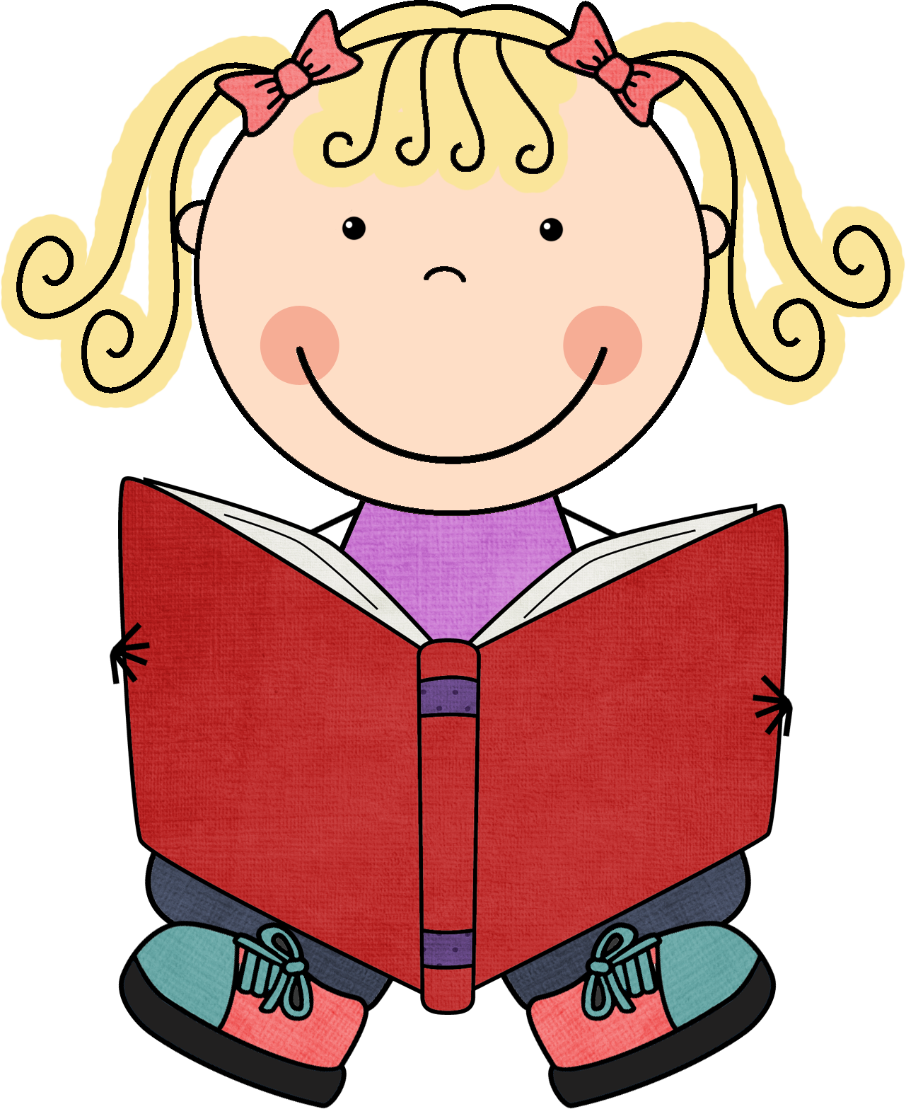 Kid Reading Free Clip Art - Kid Reading Clipart (1281x1567)