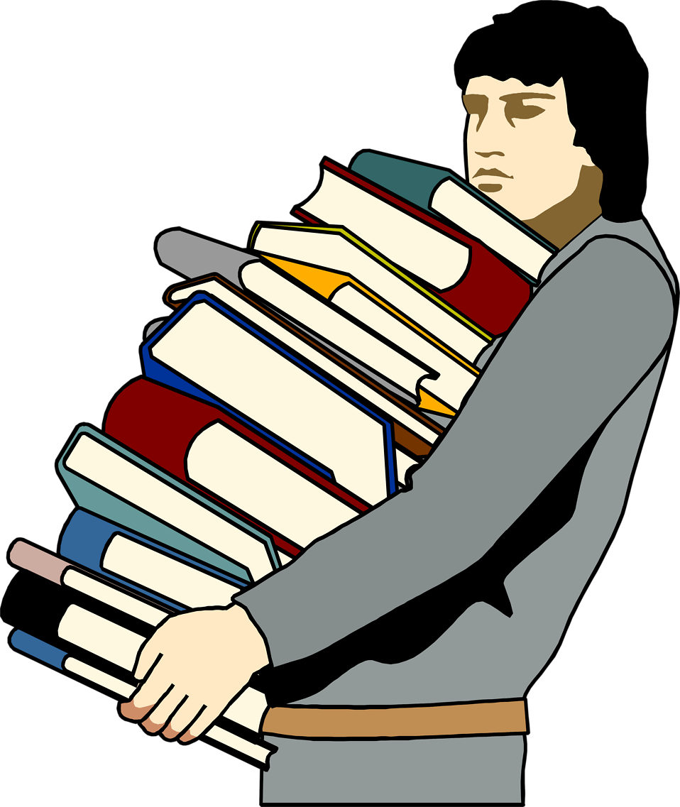 Carrying Books Clipart - Carrying Lots Of Books (958x1137)