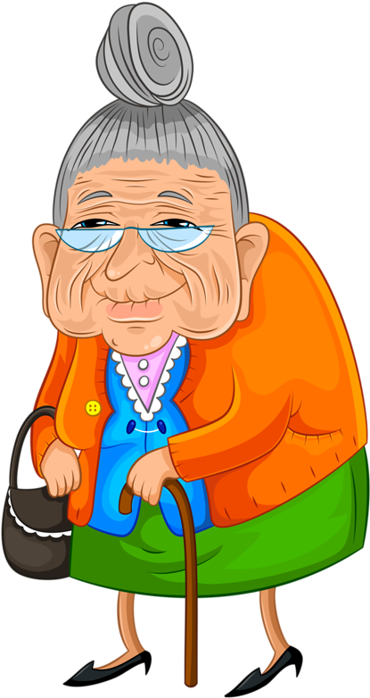 Old Lady Cartoon Clipart - Old Woman Cartoon (441x800)