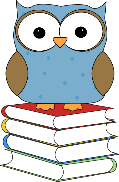 Polka Dot Owl Sitting On Books - Owl On Books Clipart (393x600)