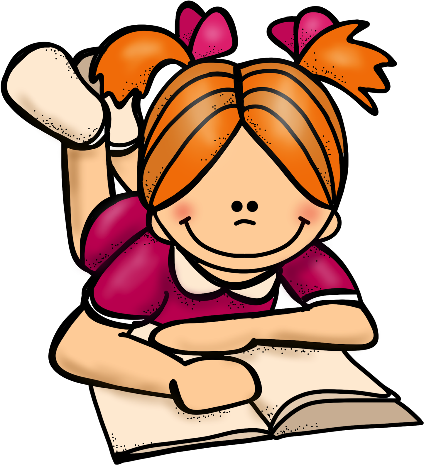 Student Working Read A Book Clipart - Reading Clipart Melonheadz (1462x1600)