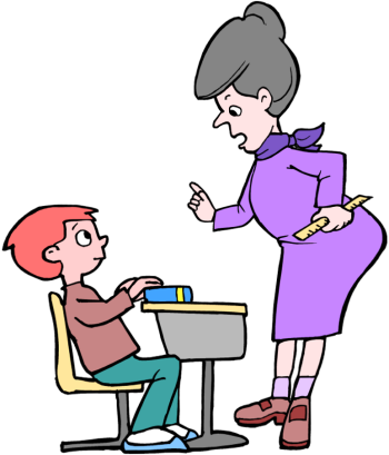 Funny Teacher Clipart - Student And Teacher Cartoon (411x480)