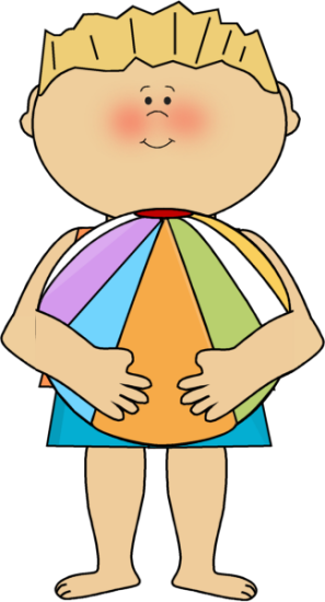 Boy Holding Beach Ball Clip Art - Boy Beach Clip Art (297x550)
