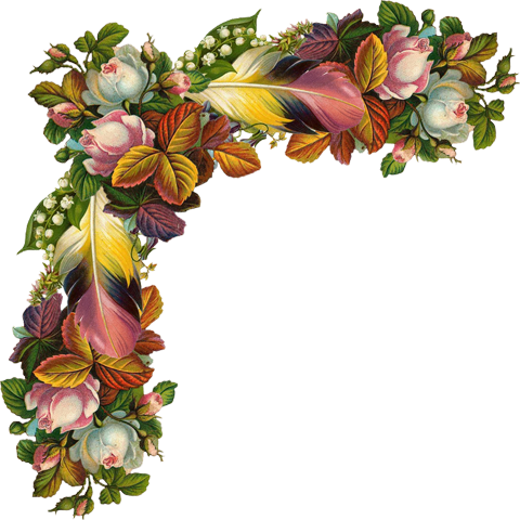 Gorgeous Vintage Roses And Feathers Border - Bird Feather Necklace Glass Pendant Necklace Feather (480x480)