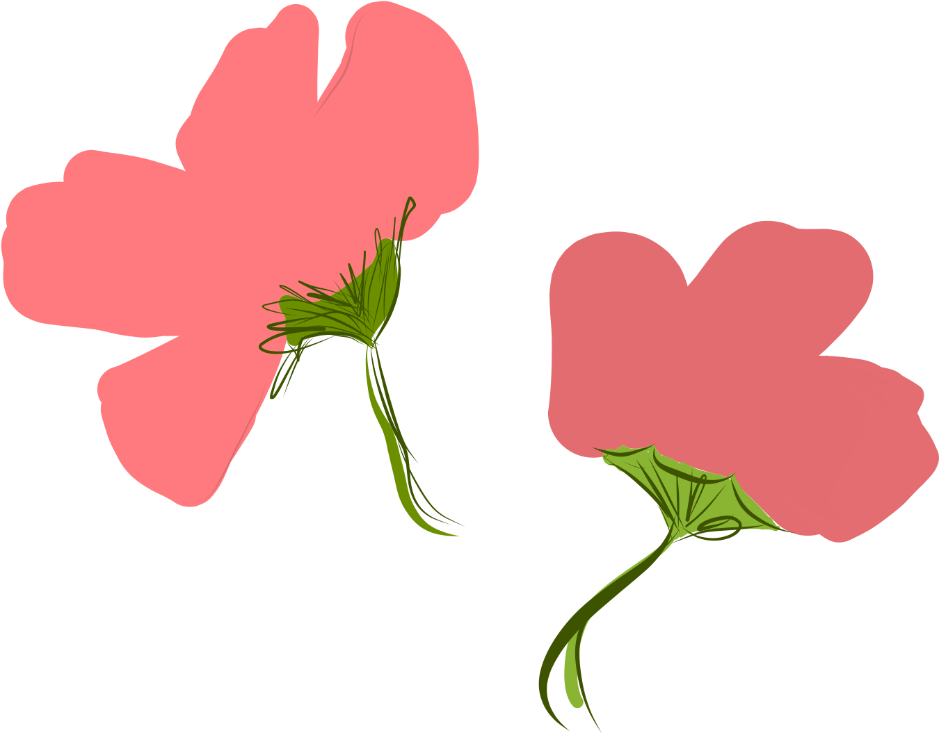 Image Of Pink Hand Drawn Fictional Flowers That Somewhat - Drawing (1374x1075)
