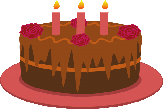 Chocolate Birthday Cake With Candles - Chocolate Birthday Cake Cartoon (520x350)