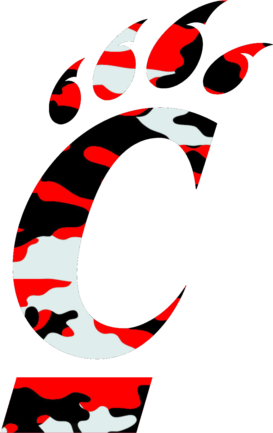 Uc Bearcats Logo Red Camouflage Image - Cincinnati Bearcats Logo Vector (1258x1564)