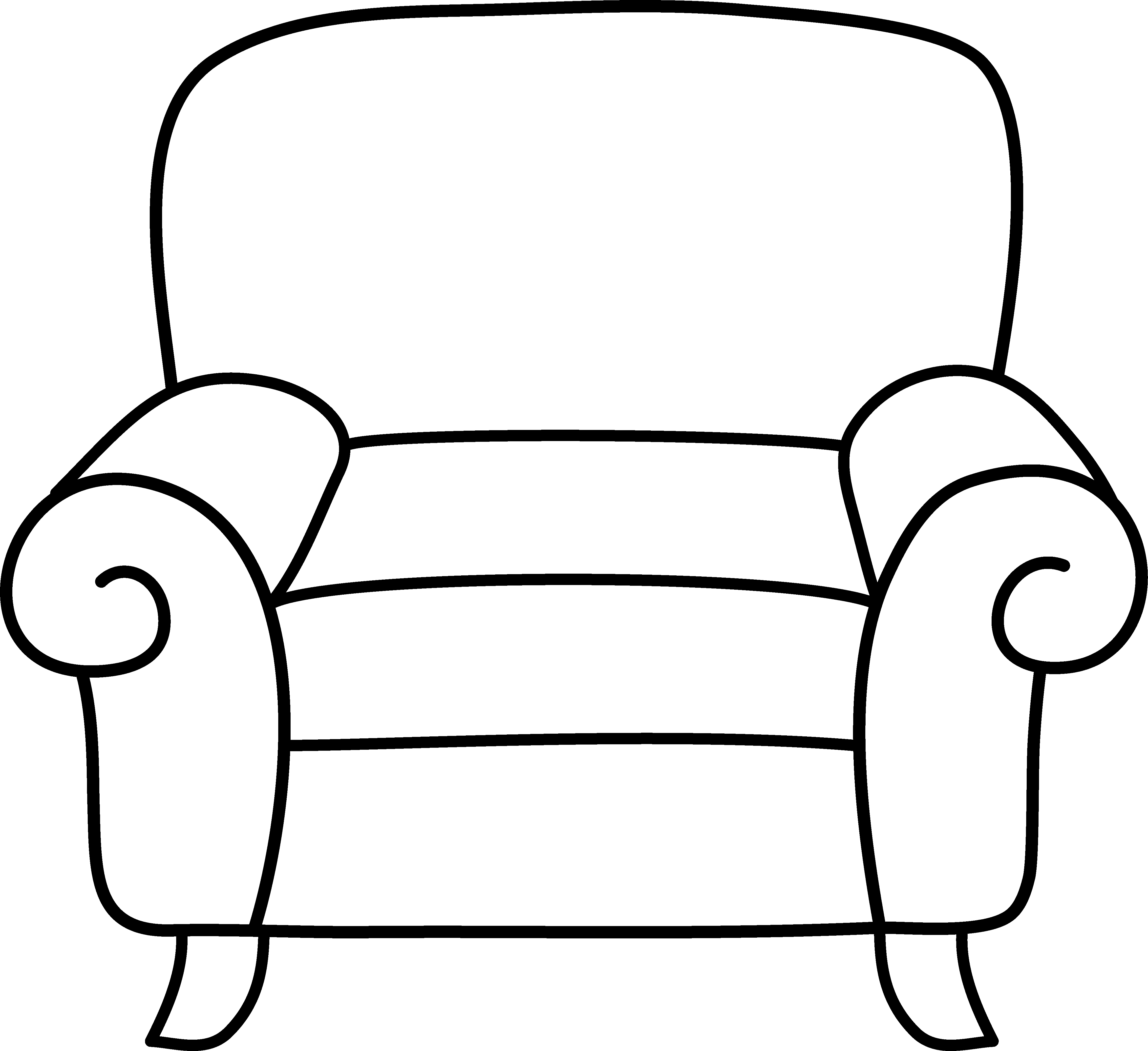 Sofa Clipart Black And White - Couch Coloring Page (4646x4256)