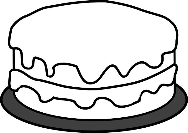 Birthday Cake Clipart Black And White - Birthday Cake Coloring Page (600x425)