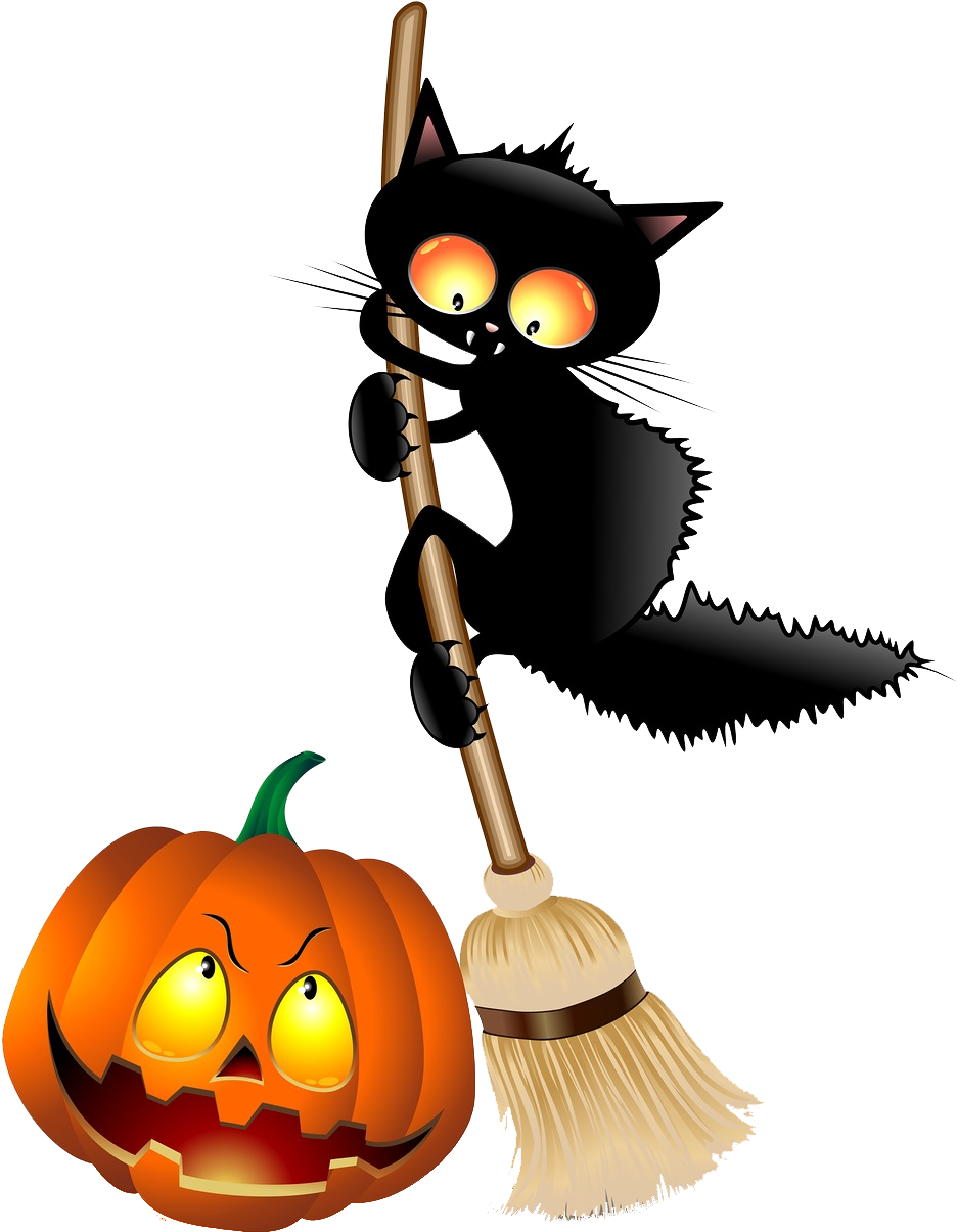 Illustration Of Halloween Cat Cartoon On Witch Broom - Best Gift - Limited Edition Halloween Coming Soon Hoodie/t-shirt/mug (1280x1280)