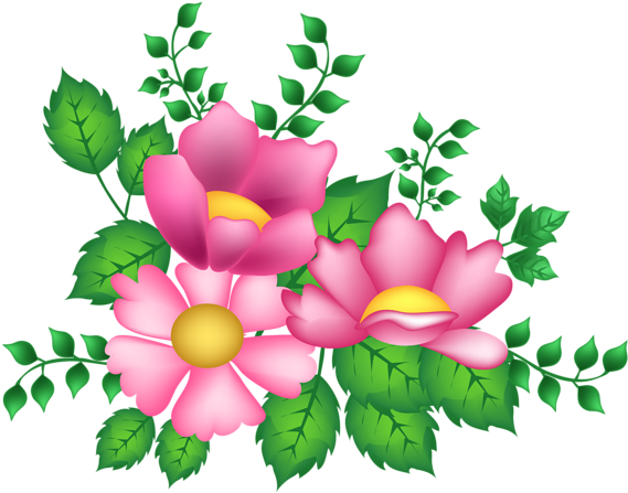 Pink Flowers Decoration Png Image - Pink Flowers (850x682)