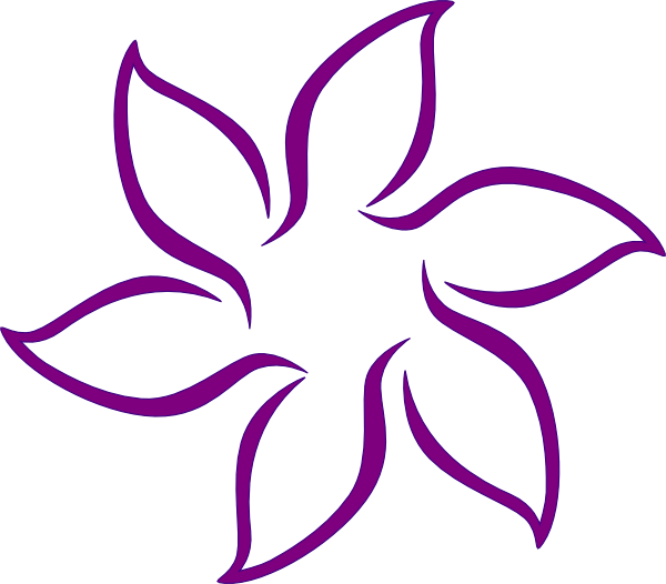 Purple Flowers Clipart Free Download Clip Art Free - Black And White Clipart Flower (600x526)