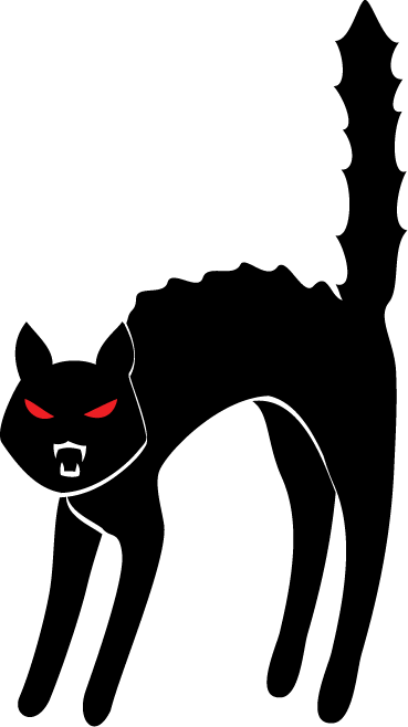 Halloween Black And White Halloween Cat Clipart Black - Clip Art Black Cat (369x658)