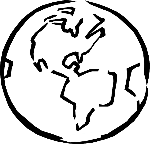 Globe Black And White Outline - Earth Clipart Black And White (640x612)