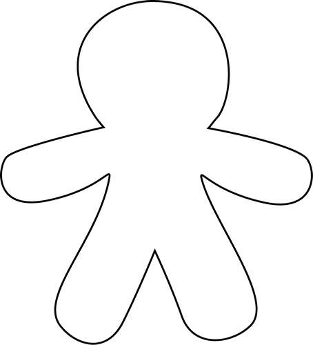 Black And White Blank Gingerbread Man Clip Art - Man Clipart White (454x500)